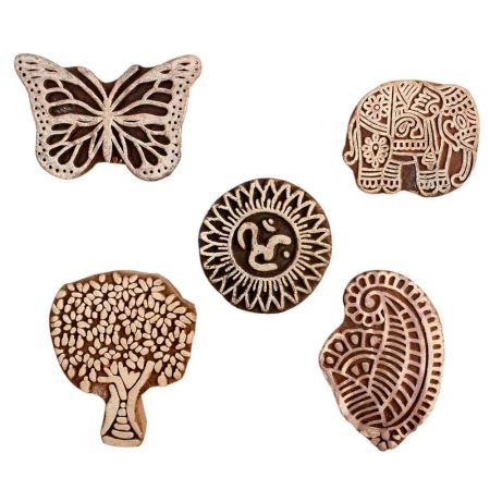 Set of 5 Piece New Mix Wooden Printing Block